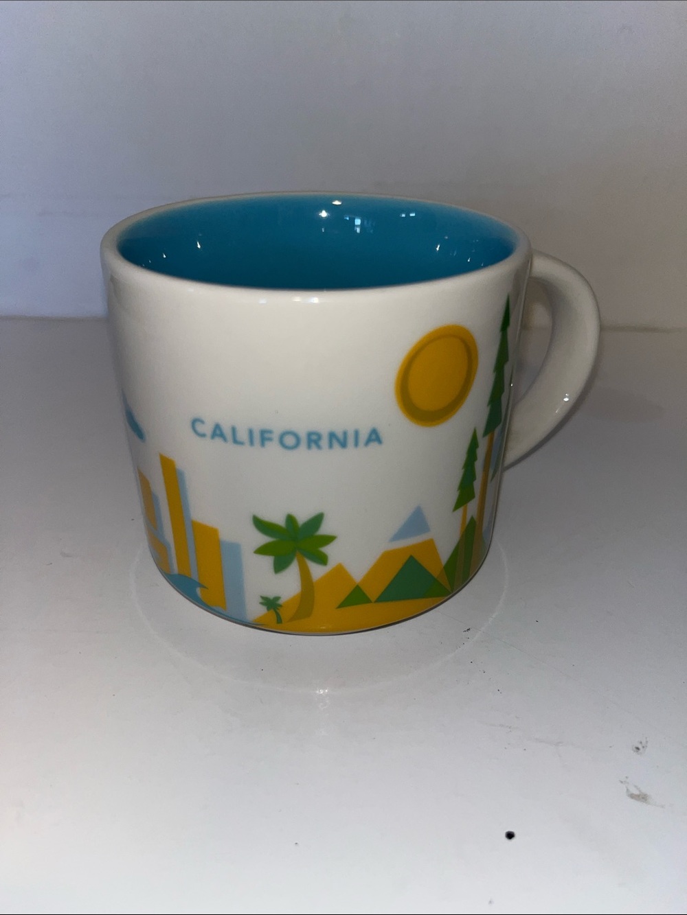 Starbucks California Ceramic Coffee Mug - White with Blue Interior